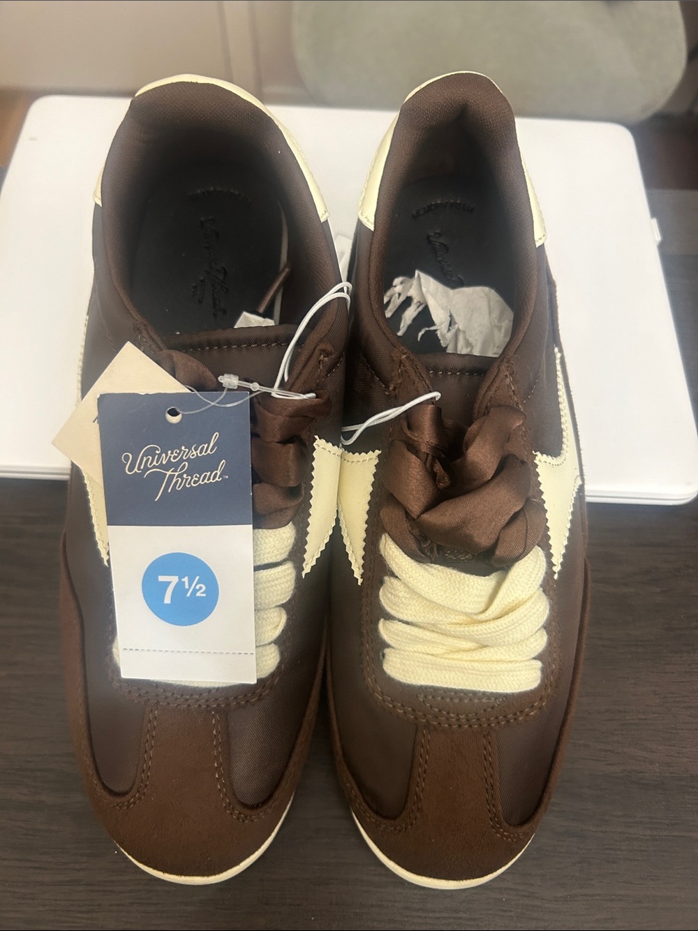 Universal Thread Brown and Cream Women's Retro Athletic Sneakers